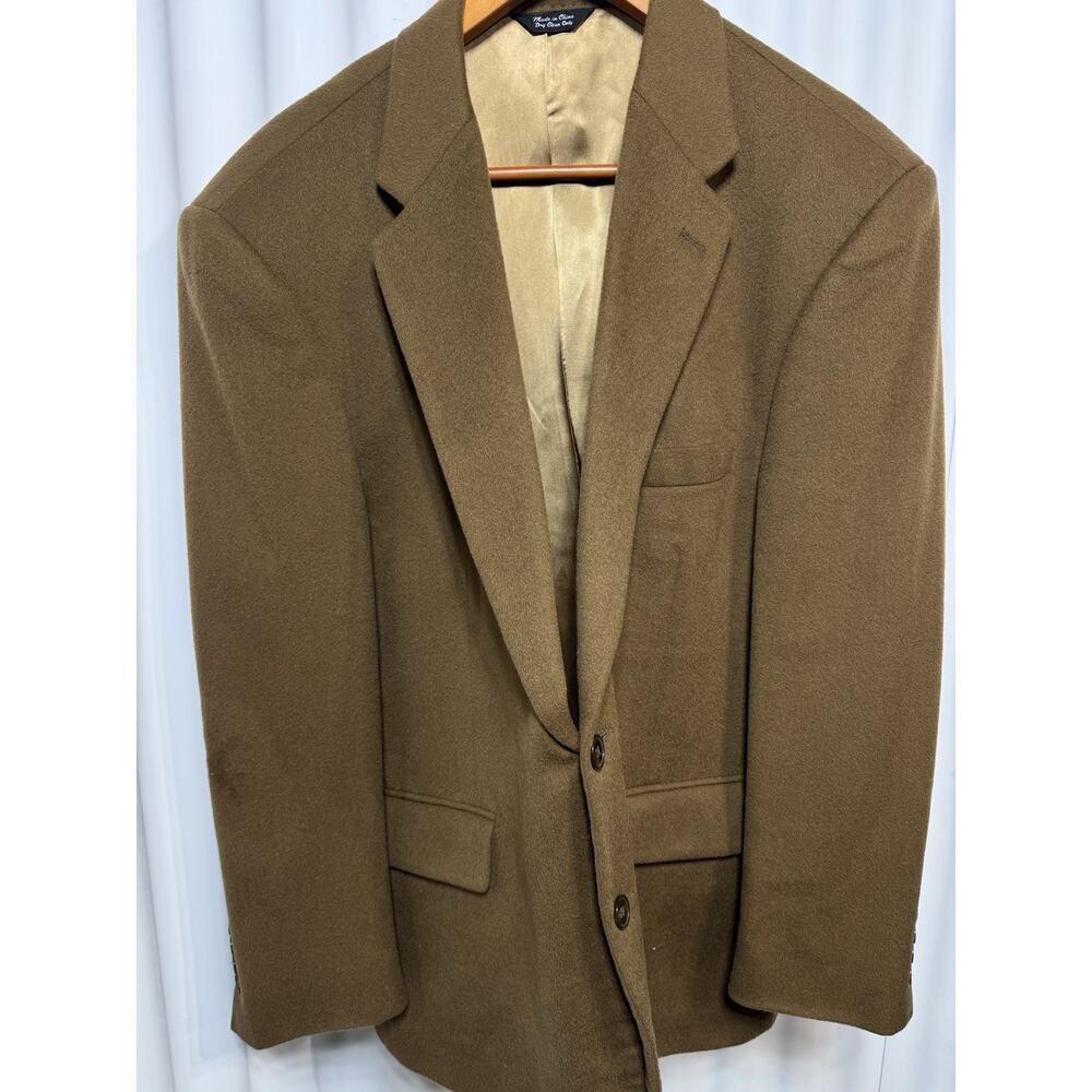 HASPEL Mens Blazer Jacket Sport Coat 100% Cashmere Camel Size 44R Satin Lined